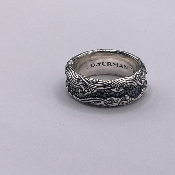 David Yurman Waves Ring in Sterling Silver with Black Diamonds - Picture 2 of 8